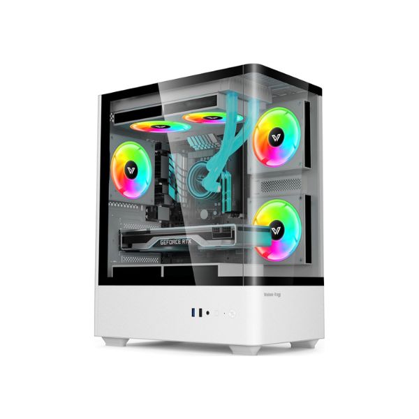 VALUE-TOP NUBIA 20F5W WHITE COLOR MICRO ATX GAMING CASE WITH 5 x ARGB FAN